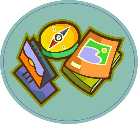 Stock illustration a compass. Traveling clipart guidebook