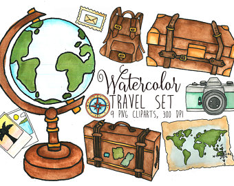 Traveling clipart travel item. Clip art etsy 