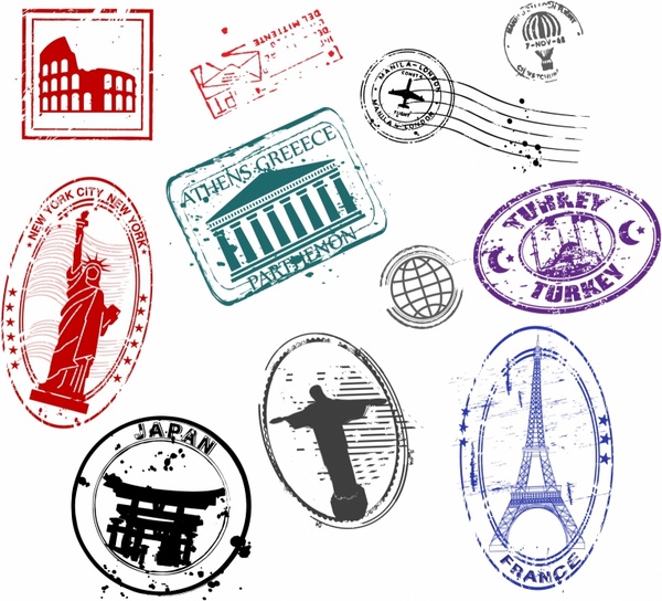 Famous monument stamps free. Traveling clipart travel stamp