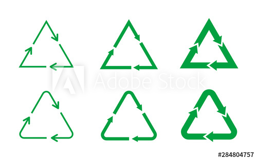 Triangular clipart green triangle. Arrows sign set of