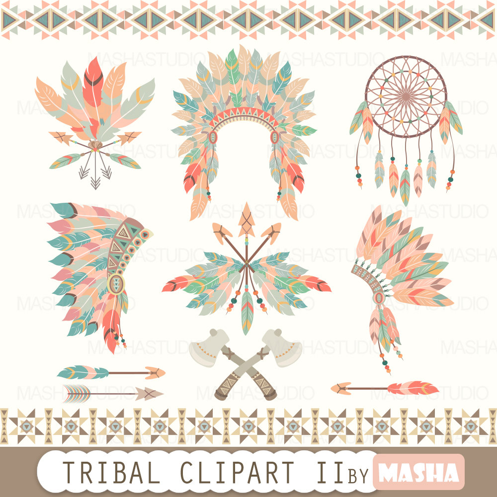 Ii with feather . Tribal clipart