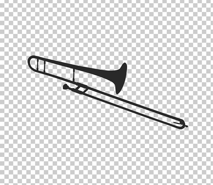 trombone clipart black and white