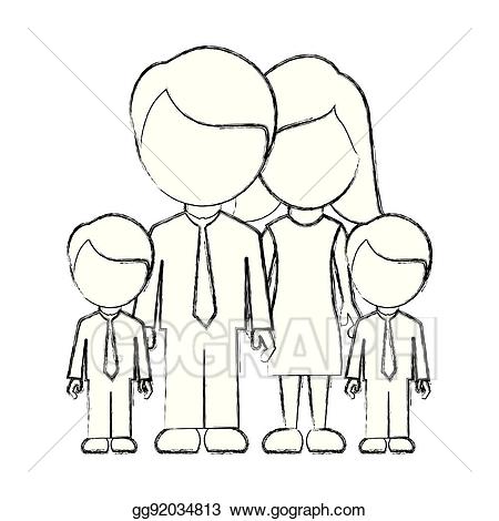 Vector art figure family. Twins clipart drawing