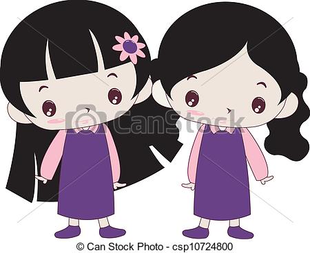 Twin girls baby kids. Twins clipart many girl