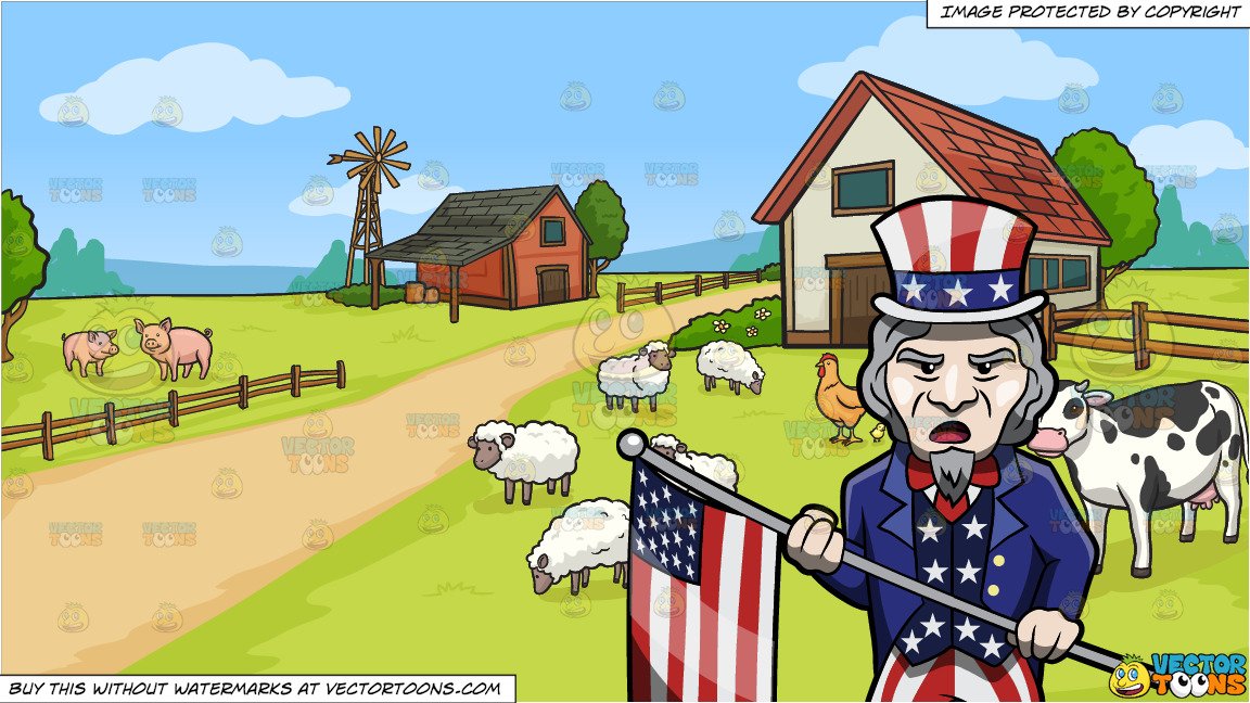 Sam parading the usa. Uncle clipart rural man