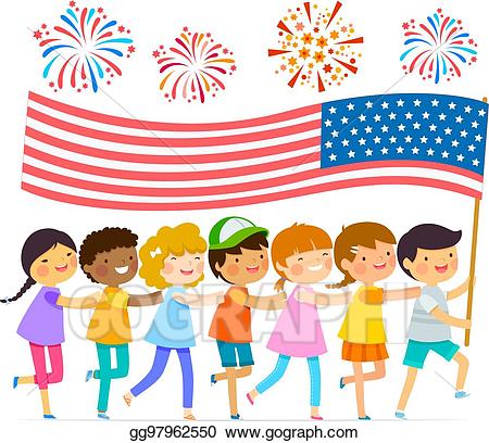 United states clipart big. Vector art kids with