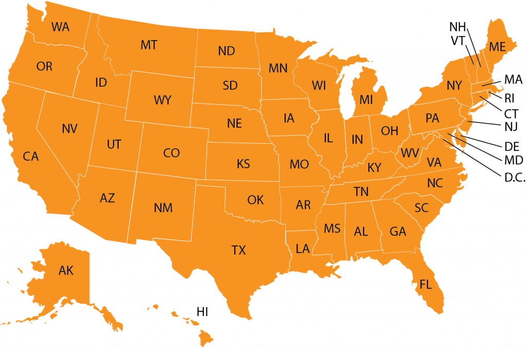 united states map with state names and abbreviations