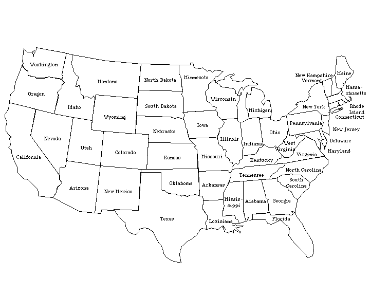 united states clipart labled