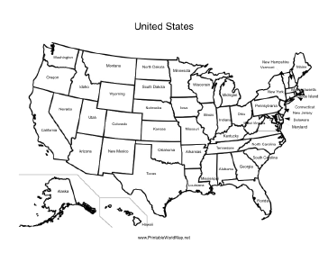 united states clipart labled