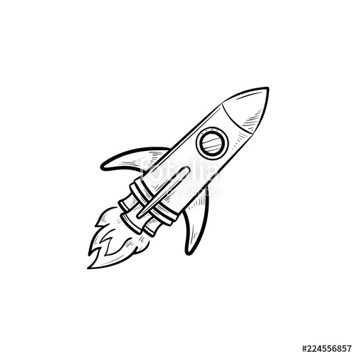 Universe clipart simple rocket. Hand drawn outline doodle