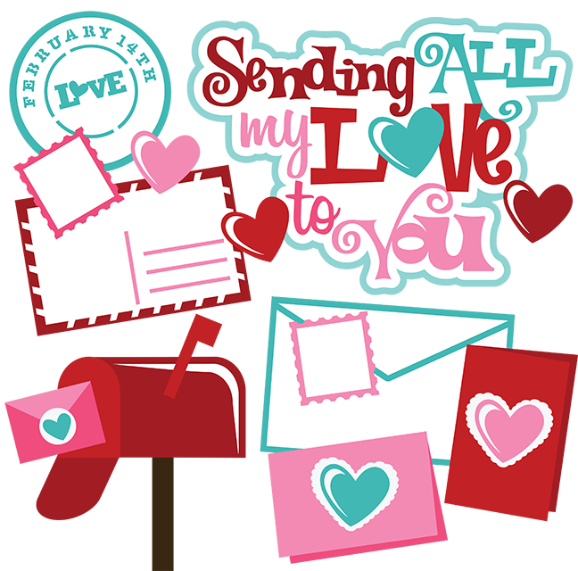 Sending all my love. Valentine clipart scrapbook