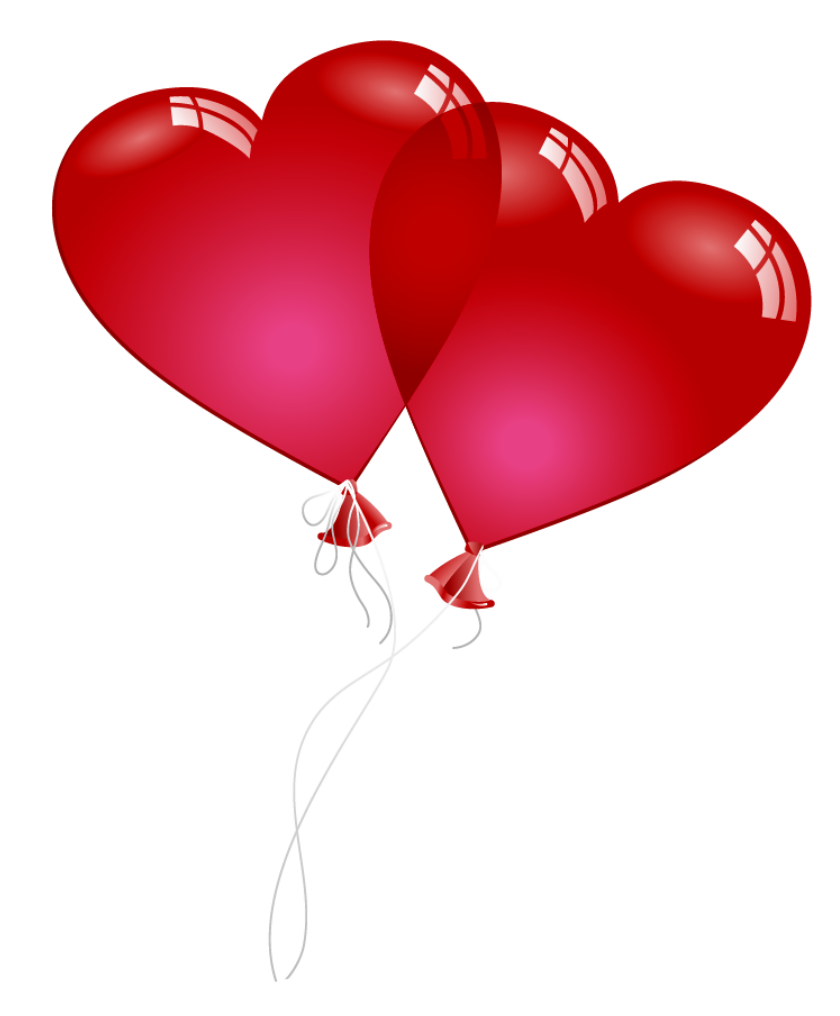 Red heart baloons clipart. Valentine hearts png