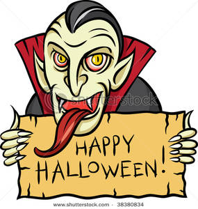 Vampire clipart sign. A with long tongue