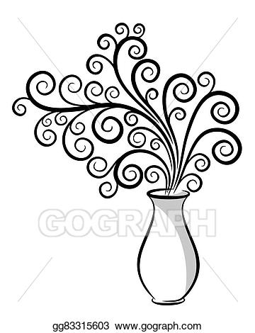 Vase clipart abstract flower. Eps vector with the