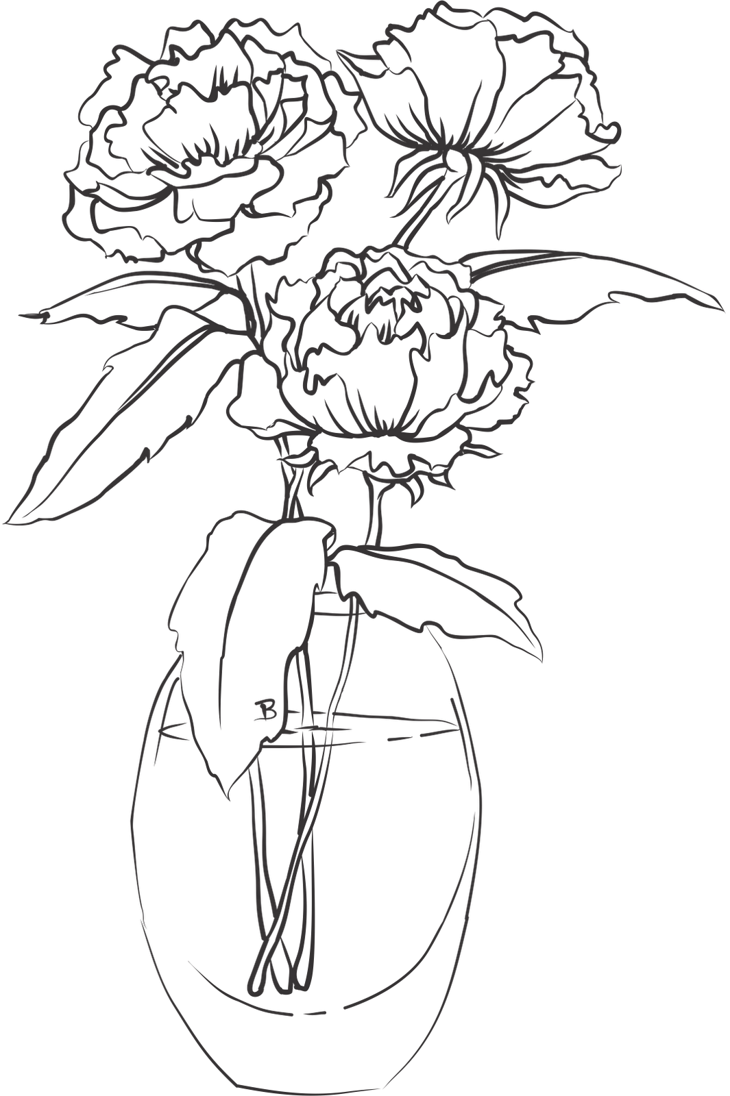 vase clipart drawn flower