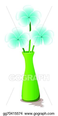 Vase clipart fresh flower. Eps vector a green