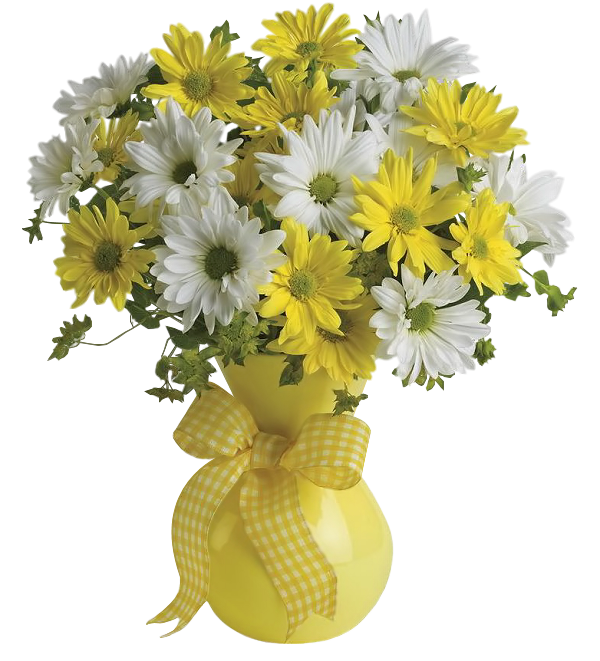 With yellow and white. Flower vase png