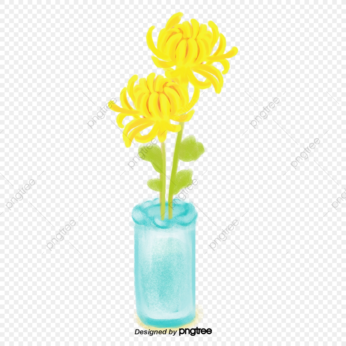 Vase clipart two flower. Chrysanthemums in a cartoon