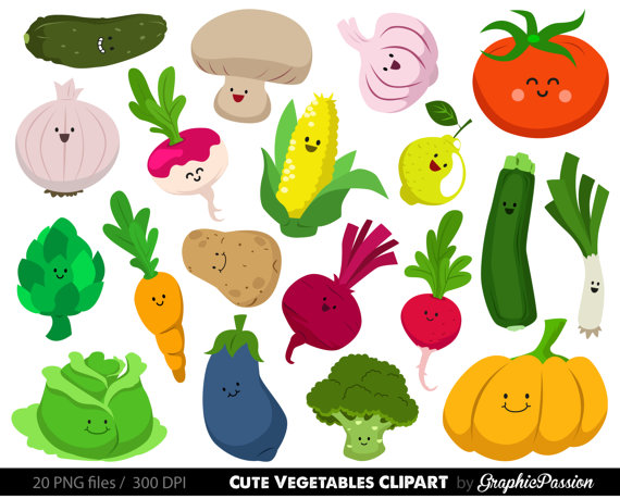 Vegetables clipart. Digital clip art vegetable