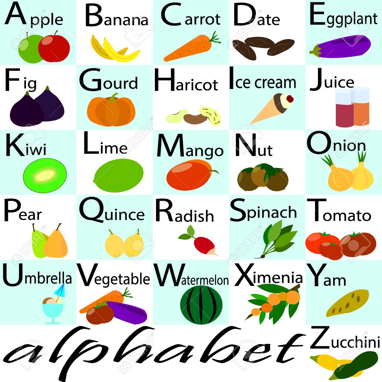 vegetables clipart alphabet