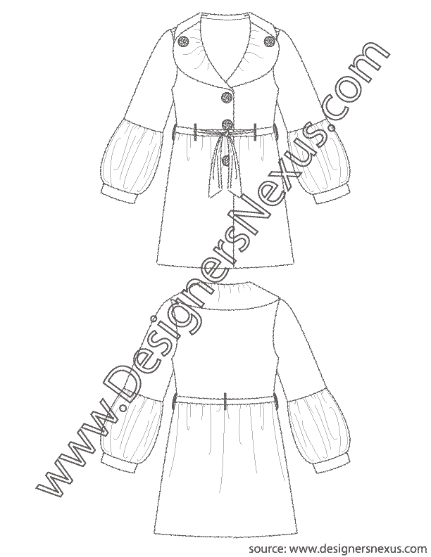 Fashion flat faux fur. Vest clipart sketch