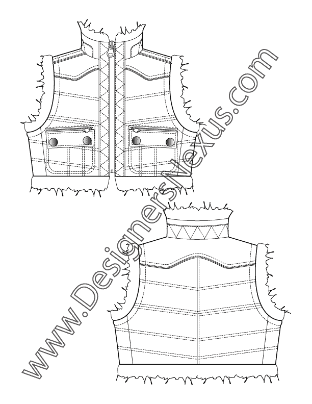 Free fashion flat cropped. Vest clipart sketch