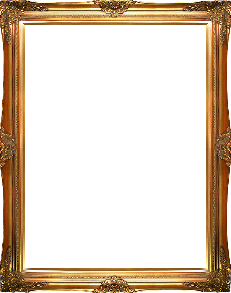 Victorian frame png. Gold canvas art reproduction