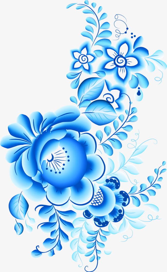 vines clipart blue flower