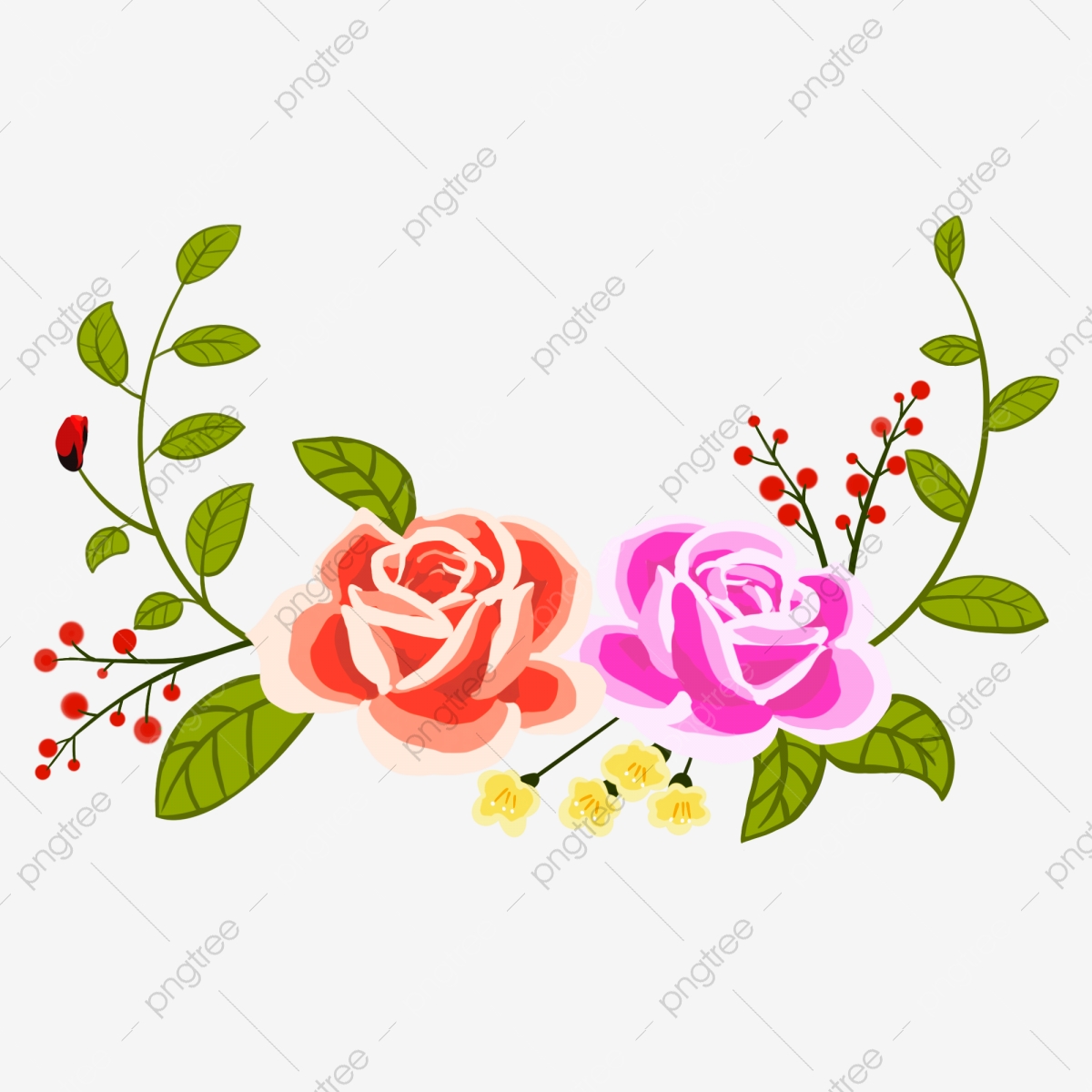 vines clipart pink rose