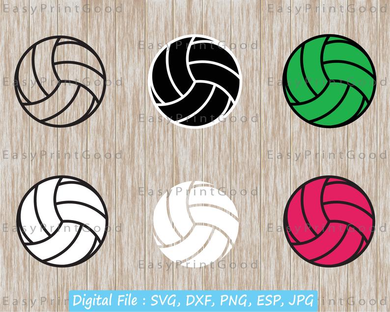 Svg vector monogram digital. Volleyball clipart easy
