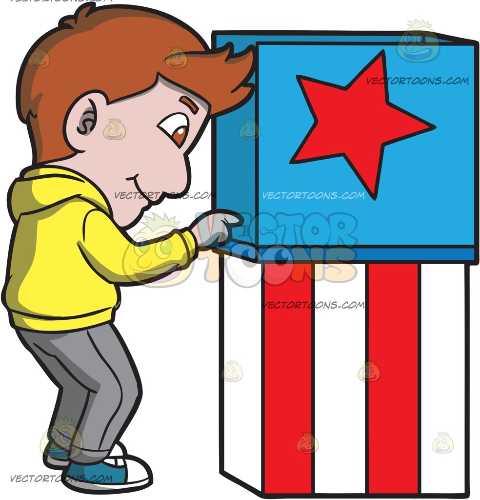 A man casting his. Voting clipart polling booth