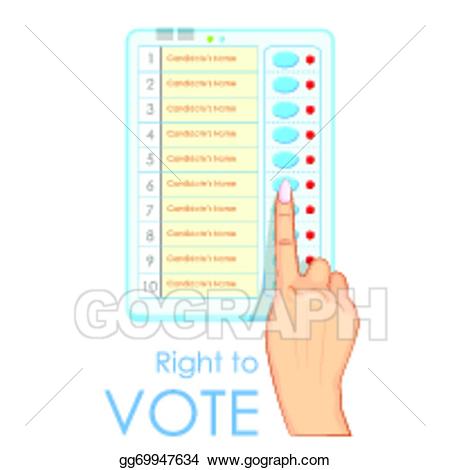 Voting clipart voting machine. Eps illustration hand pressing