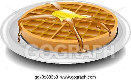 Waffle clipart plate. Eps vector stock illustration