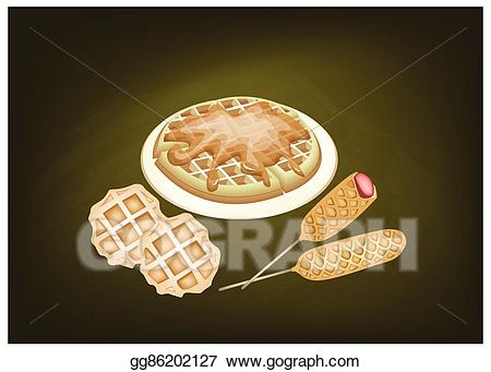 Eps vector waffles and. Waffle clipart round waffle