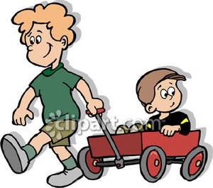 Wagon clipart kid pull. Boy pulling his little
