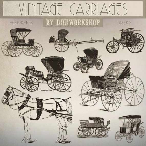 Carriage clip art vintage. Wagon clipart victorian