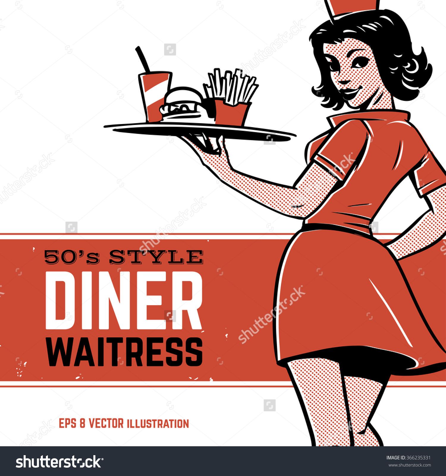 Billedresultat for paintings vintage. Waitress clipart american diner