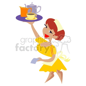 Waitress clipart coffee. A happy serving some