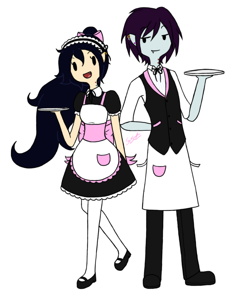 Marceline and waiter marshall. Waitress clipart comic