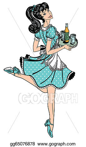 Waitress clipart fashion. Vector stock color in