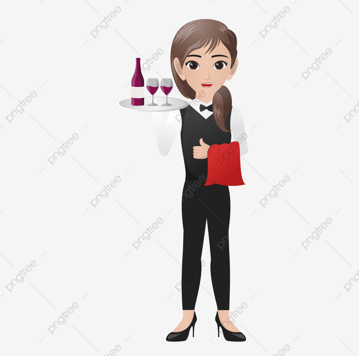 Waiter caterer cartoon dining. Waitress clipart food catering