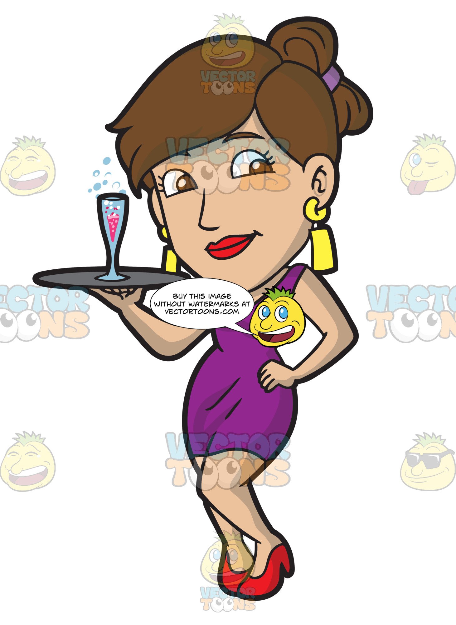 A lovely cocktail . Waitress clipart hand