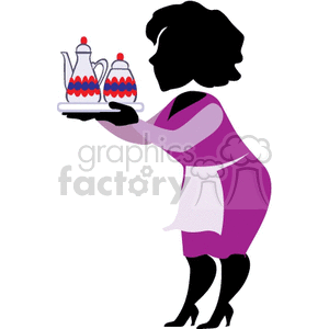 Waitress clipart tray. Serving a of hot