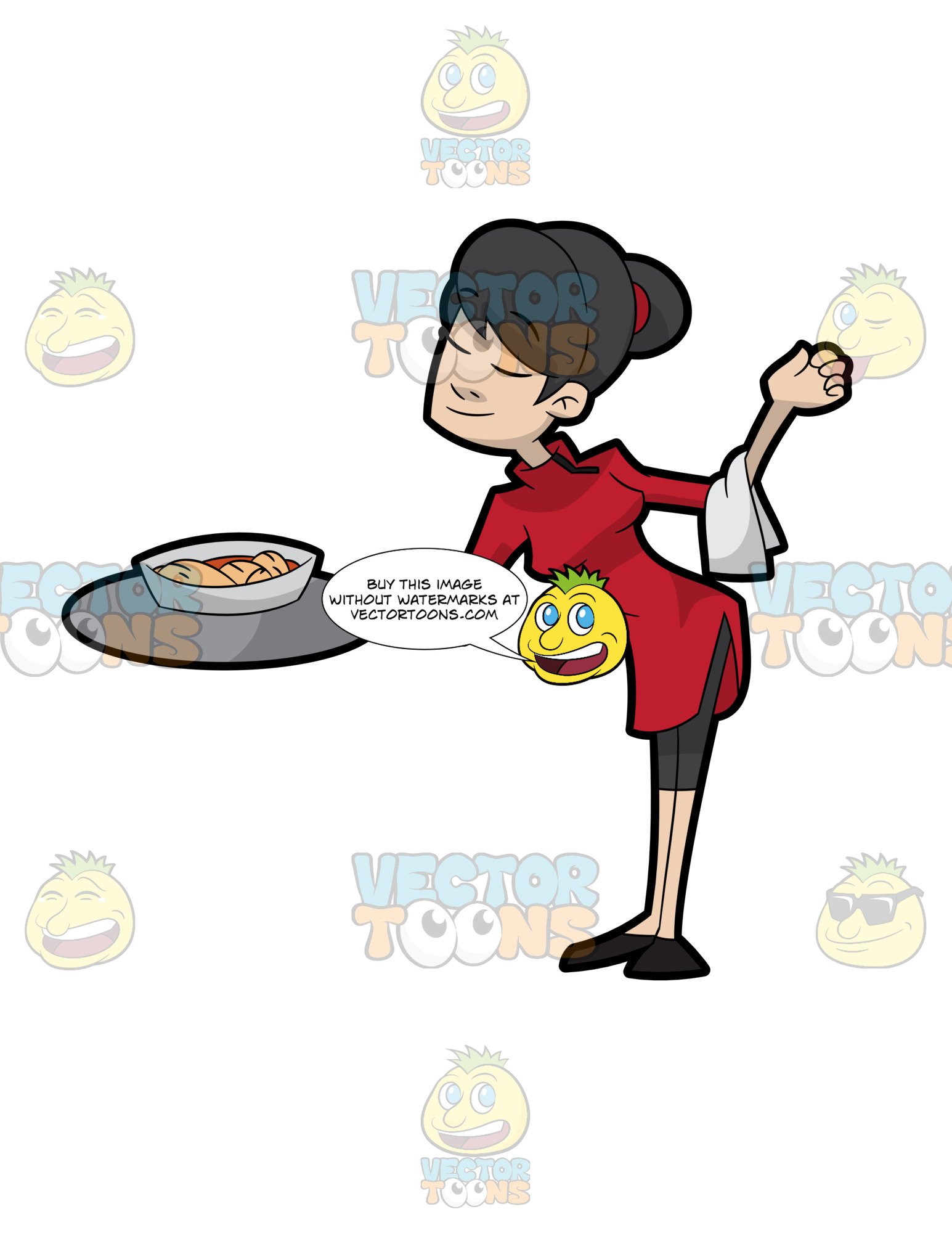 Waitress clipart waiter chinese. A female of restaurant