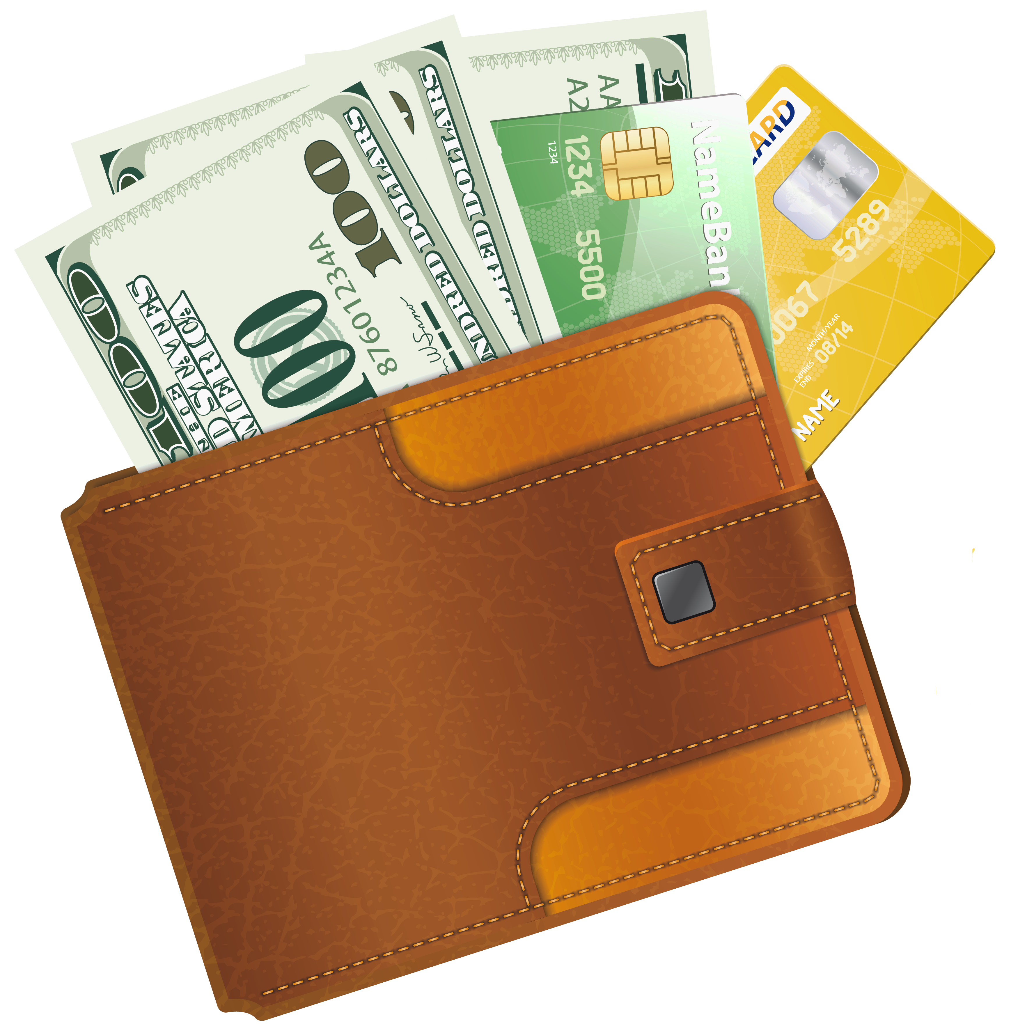 Wallet with credit cards. Money clip art png