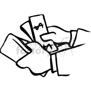 Getting money from a. Wallet clipart black and white