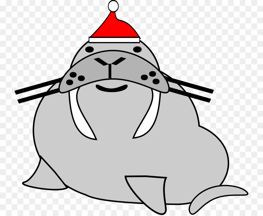 Black and white nose. Walrus clipart christmas
