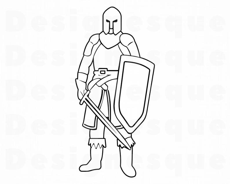 Knight svg files for. Warrior clipart outline