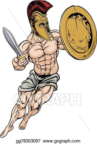 Warrior clipart strong warrior. Clip art vector trojan