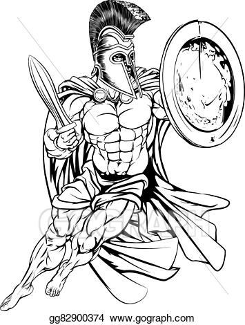 Vector stock spartan illustration. Warrior clipart warrior greek